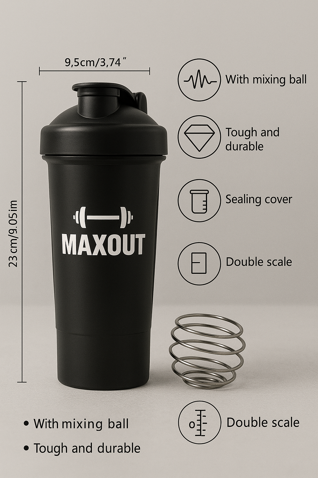 Maxout Protein Shaker Bottle